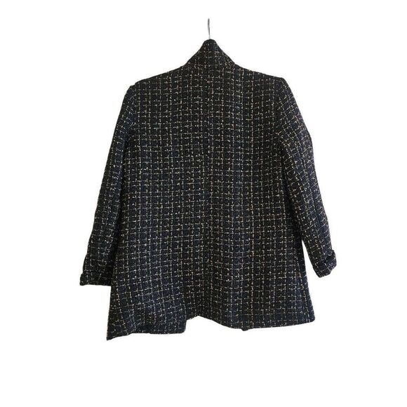Nanette Lepore NWT tweed open front black and gold blazer Size small - Picture 2 of 8